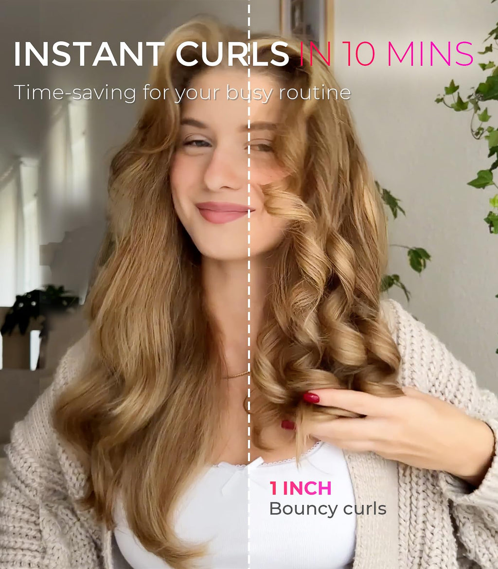 TYMO Automatic Rotating Curling Iron - TYMO CURLPRO Beach Waves Curling Wand, Portable Hair Curler, 500 Million Ionic, Dual Voltage & Lightweight for Travel, Ceramic Coating, 1 1/4 Inch, Metallic Gray