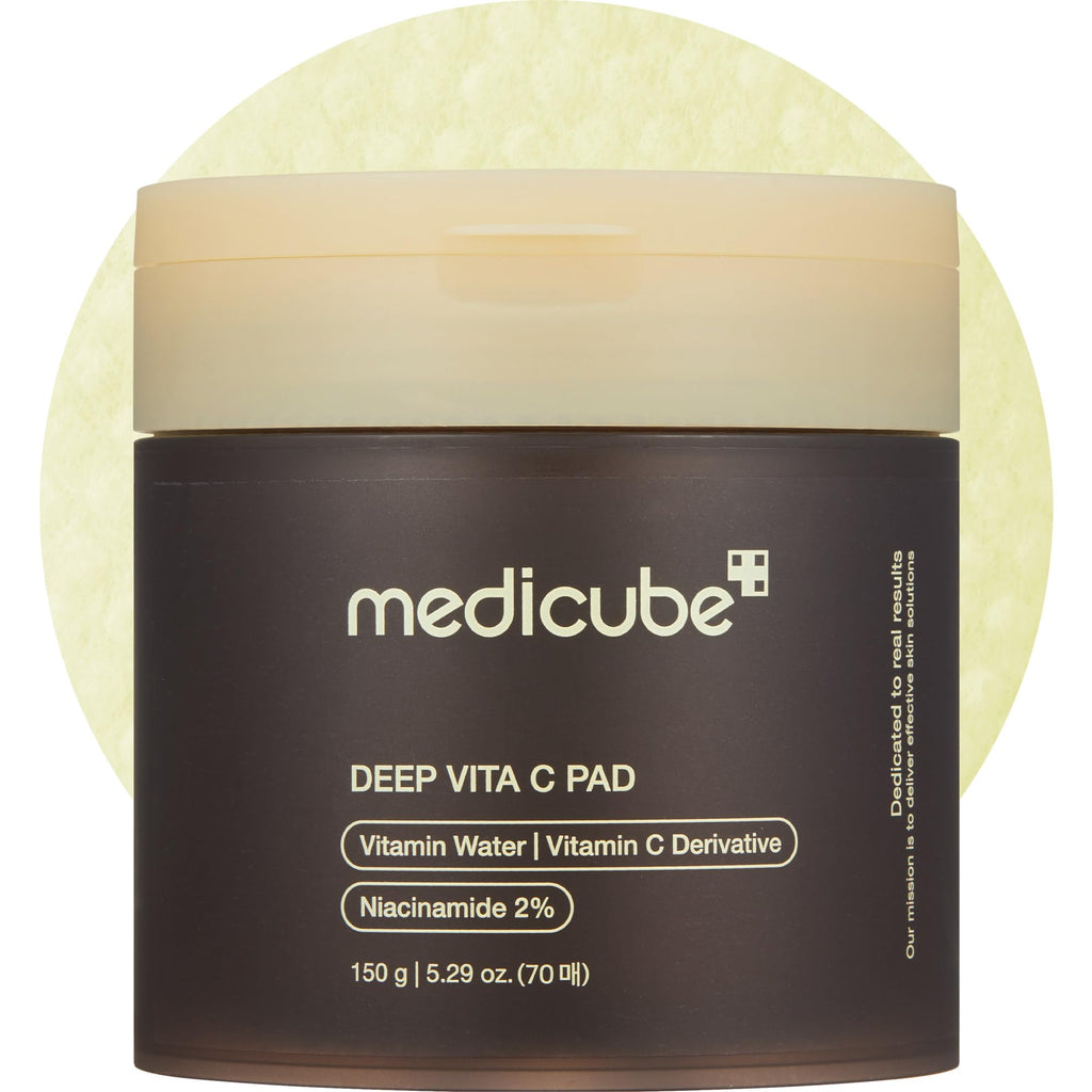 medicube Toner Pads Deep Vita C Facial Toner Pad for Uneven Skin Tone & Texture | Vitamin Water and 3 Types of Vitamin, Deeply Hydrating & Resurfacing Pad | Korean Skin Care, 70 Pads (1 Pack)
