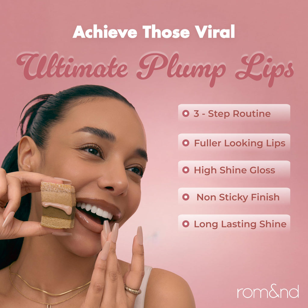 rom&nd Volume Hack Trio | 3-Step Plumping Lip Combo Set | Korean Lip Kit | Hydrated & Glossy Look | Trending on TikTok | Fuller Looking Finish | Sweet Fig Set