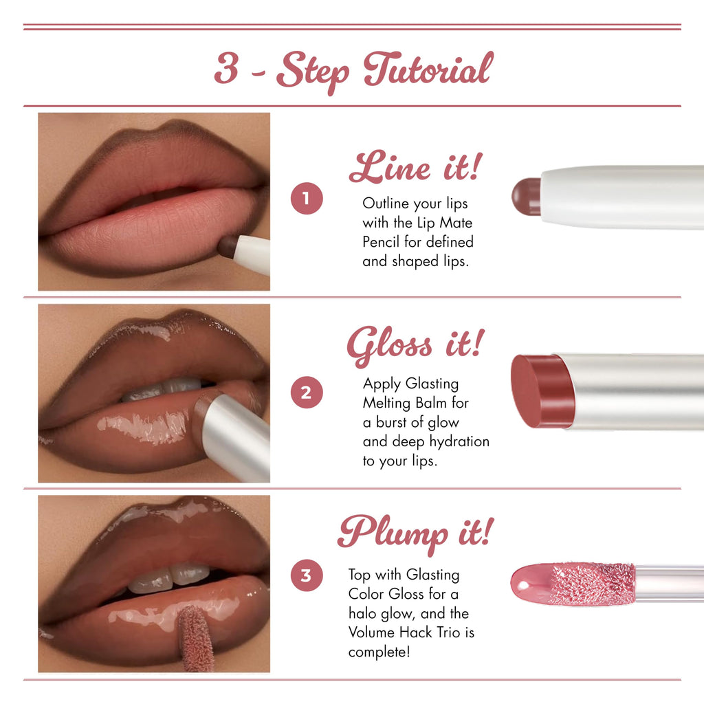 rom&nd Volume Hack Trio | 3-Step Plumping Lip Combo Set | Korean Lip Kit | Hydrated & Glossy Look | Trending on TikTok | Fuller Looking Finish | Sweet Fig Set