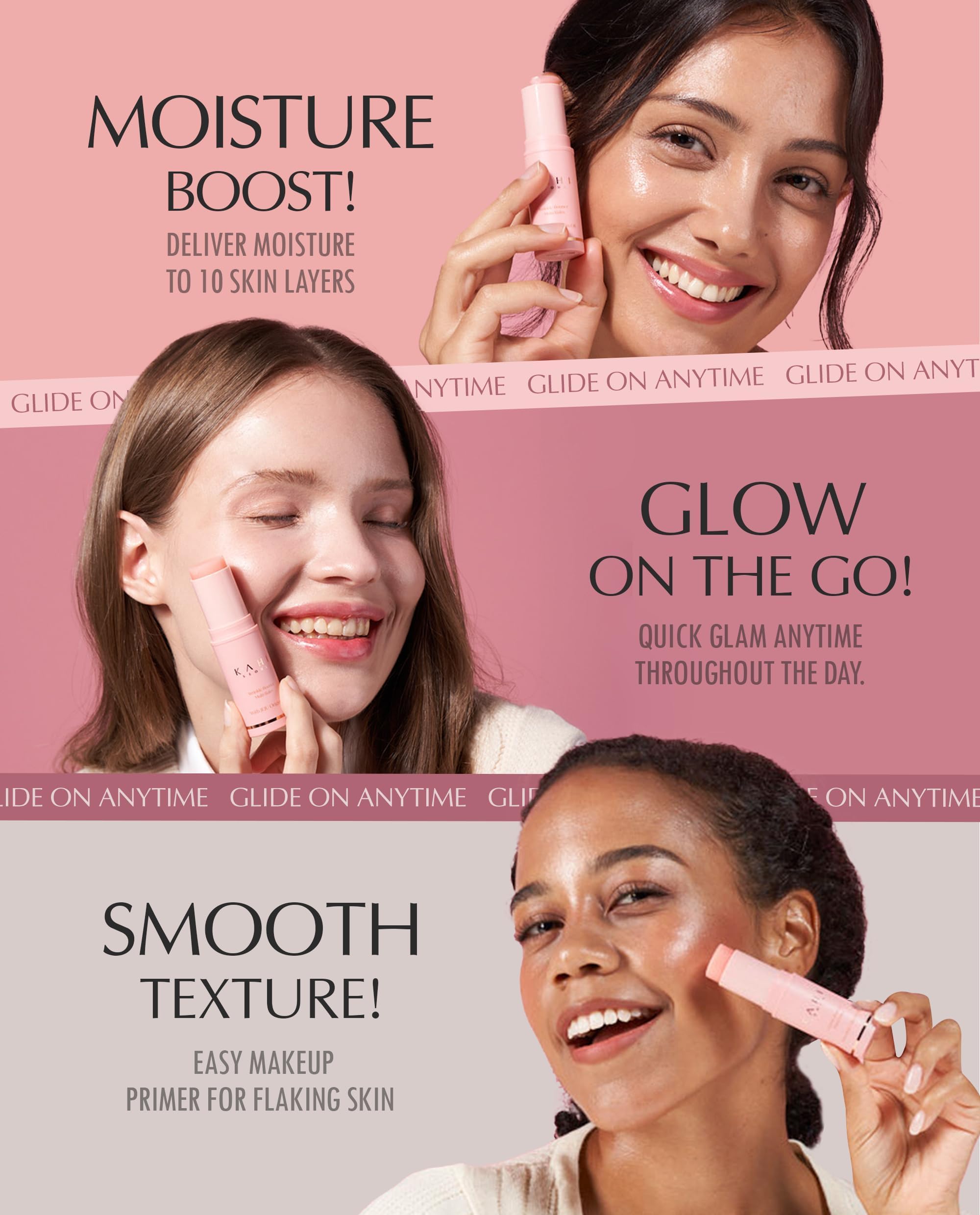 KAHI Wrinkle Bounce Multi Balm Stick | PDRN Collagen Wrinkle Stick | Korean Skin Care |All-in-One Hydrating Lip Balm Eye Cream Neck Cream Make Up Base & Face Mist Moisture Balm